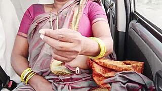the busty house maid gets into steamy car sex with telugu dirty talks