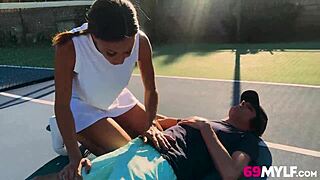 Why is this milf naked wrestling her stepson?