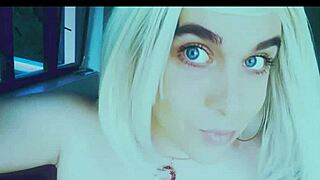 I am tranny babe Veronica Mix in solo dress with crossdressing and blue eyes fetish.