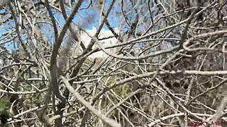 can you believe i found this outdoor spot for him to cum on my tits while i suck his cock?