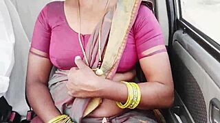 the busty house maid gets into steamy car sex with telugu dirty talks