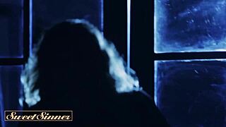 hey pretty brunette takes that hot load on her shaved pussy after passionate couch fuck