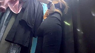 Russian girl with big boobs and nipples changes clothes in dressing room!