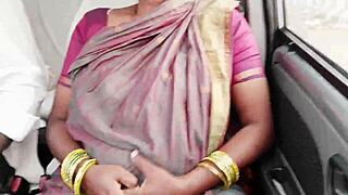 the busty house maid gets into steamy car sex with telugu dirty talks