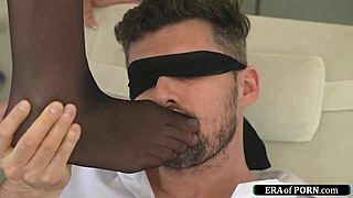 Fucking hot, European teen footjobs boyfriend's monster cock!