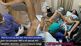 Genesis Spreads Wide for First Gyno Exam with Latex Nurse Probing