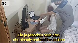 redhead uniform slut gets voyeur cum on ass talk