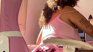 chubby bbw lets out farts while typing at computer