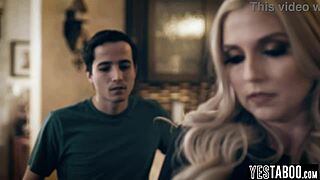 Young stepson and mature stepdad take turns on big tits milf stepmom