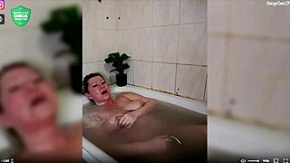 Aimee shaves her pussy then jerks off in steamy bathroom closeup