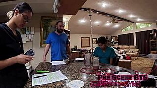 Nurse Aria Nicole humiliates patient Channy Crossfire backstage