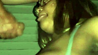 wanna see ebony teen swallow cum after sloppy glasses blowjob?