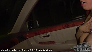 Hot redhead angel getting totally naked in my car before the bars feels thrilling