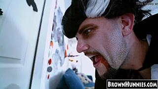 Chocolate Teen Beauty Pussy Ravaged For Halloween Treat!