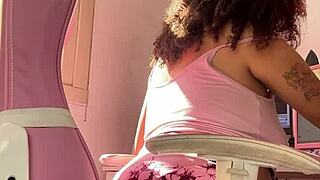 chubby bbw lets out farts while typing at computer