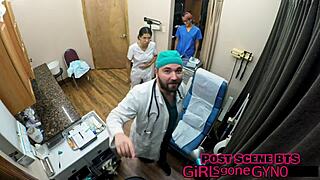 Genesis Spreads Wide for First Gyno Exam with Latex Nurse Probing