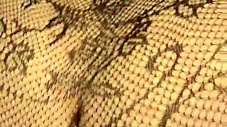 curvy latina bbw bends over doggystyle in lingerie for closeup cumshot pov