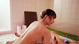 Li Nanais' big tits bounce wildly in bathroom fuck mystery