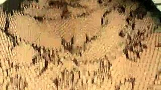 curvy latina bbw bends over doggystyle in lingerie for closeup cumshot pov