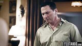 Young stepson and mature stepdad take turns on big tits milf stepmom