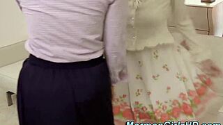 glasses-wearing teen mormons finger each other in taboo lesbian group fingering