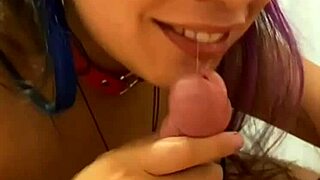 girlfriend milf with natural tits slurps cum from friend's cock in hardcore latina blowjob