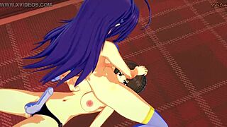 Hey, watch Mogana Kikaijima in lesbian action with Medaka Kurokami, then strapon fucking in this Medaka Box hentai