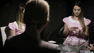 These two delinquent teen 18+s got corrupted by their horny grandpa in taboo blowjob ass ffm threesome