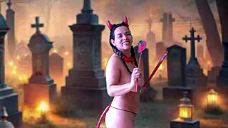 Agarabas rides olpr's monster cock in halloween outdoor anal