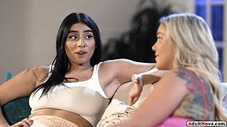 Busty bff smothers blonde's face first time?