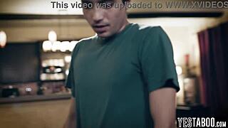 Young stepson and mature stepdad take turns on big tits milf stepmom