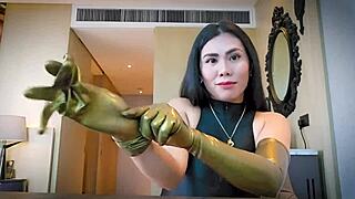 ASMR latex gloves tease in rubber femdom fetish