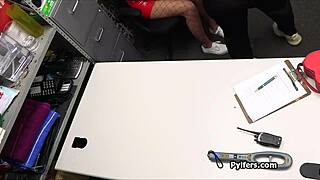 Chubby teen officer spies strips begs suspect's cock suck petite tits