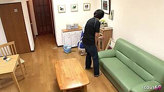 Hey maid, bend over for daddy's creampie quickie at work