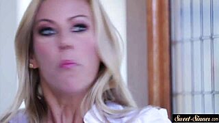 glam stepmom's fake tits bounce in hard fuck