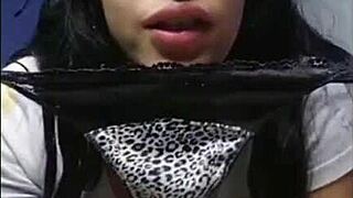 naughty teen flashes panties on cam for voyeur thrills