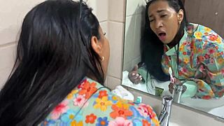 Stepmom Leyne Rodriguez stops my masturbation for her submissive freeuse fuck