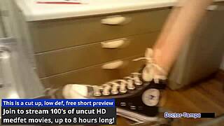 dr tampa gives rebel wyatt her florida university physical with shaved pussy spread wide