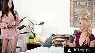 Maddy May's Stepmom Teaches Her Real Masturbation Licking Shaved Pussy!