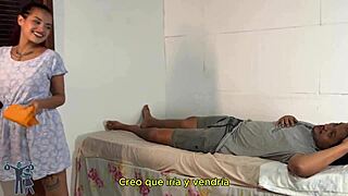 My horny Brazilian neighbor got a job just to fuck my small tits!