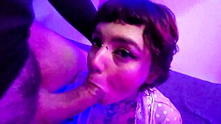cute alt tattooed teen bangs lucky guy swallows creamy facial cumshot pov