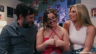 inlaws sneaking fucks while pounding the daughter-in-law's shaved pussy