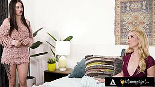 Maddy May's Stepmom Teaches Her Real Masturbation Licking Shaved Pussy!