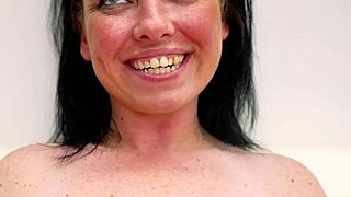 petite busty brunette phoenix rae deepthroats. she swallows massive cumshot after ass-to-mouth toys.