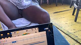 hey slutty african whore flash shaved pussy in hood bar?