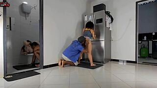 i watch my mom fuck my stepdad in kitchen then give ass to stepbro in bathroom