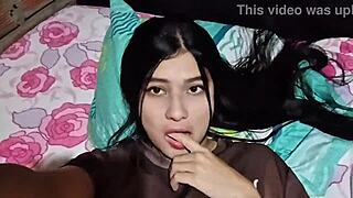 curvy latina brunette orgasms hard flashing natural tits on sofa