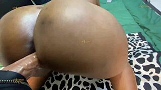 Curvy ebony stepsis bends over doggystyle squirting wet from huge black cock creampie anal