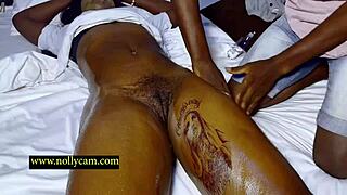 horny babe gets pussy massage meets huge cock suck