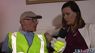 bold stockings milf whore drips cum from ripped clothes and monster cock blowjob